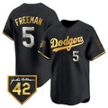 Los Angeles Dodgers #5 Freddie Freeman Black Gold JEROMEN With Jackie Robinson Patch Limited Stitched Jersey