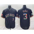 Houston Astros #3 Jeremy Pena Number Black JEROMEN Rainbow World Serise Champions Patch Cool Base Stitched Jersey