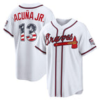 Atlanta Braves #13 Ronald Acu?a Jr. USA 250 Fourth of July Home Stadium Jersey - White JEROMEN