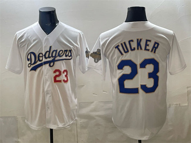 Los Angeles Dodgers #23 Kyle Tucker White JEROMEN 2026 Gold Collection Stadium Stitched Jersey