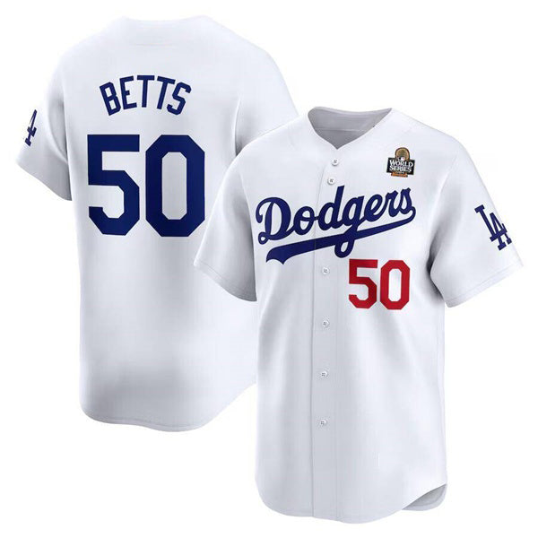 Los Angeles Dodgers #50 Mookie Betts White JEROMEN 2024 World Series Home Limited Cool Base Stitched Jersey