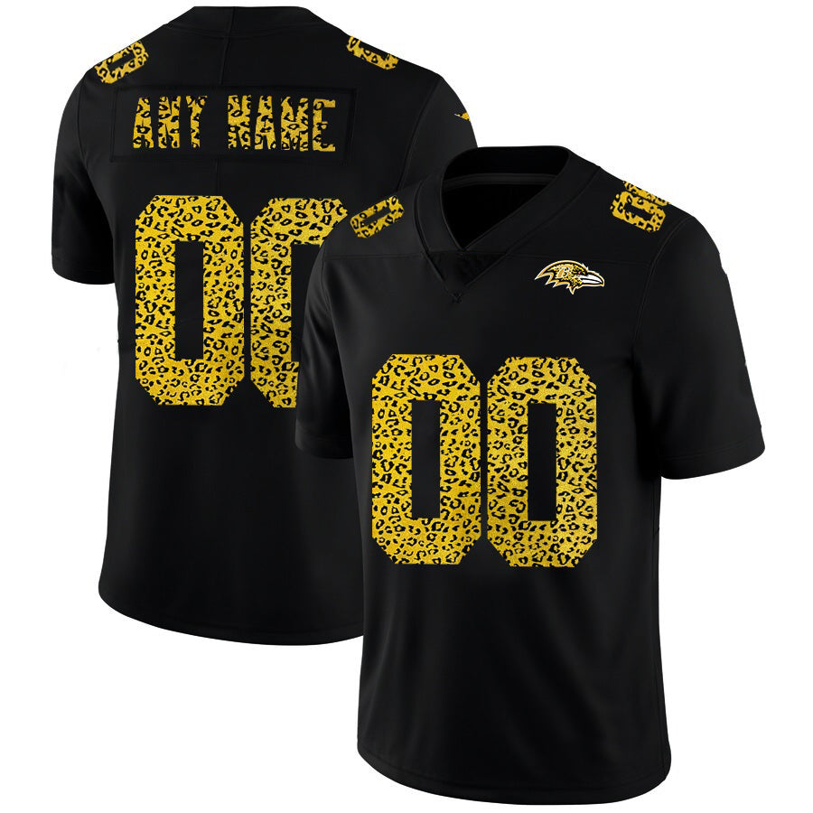Custom B.Ravens Black JEROMEN Leopard Print Fashion Vapor Limited Jersey