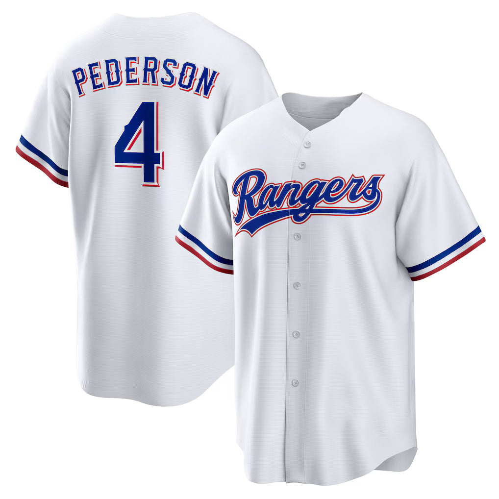 Texas Rangers #4 Joc Pederson White JEROMEN Home Replica Jersey