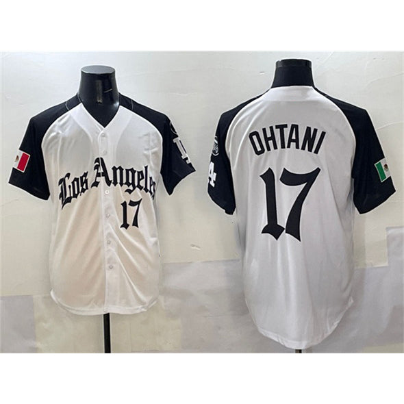 Los Angeles Dodgers #17 Shohei Ohtani White Black JEROMEN Mexico 2025 LA Gothic Style With Fernando Patch Vapor Premier Limited Stitched Jersey