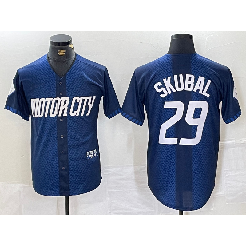 Detroit Tigers #29 Tarik Skubal 2024 Navy JEROMEN City Connect Cool Base Limited Stitched Jersey