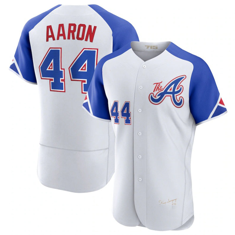 Atlanta Braves #44 Hank Aaron White JEROMEN 2023 City Connect Flex Base Stitched Jersey 2
