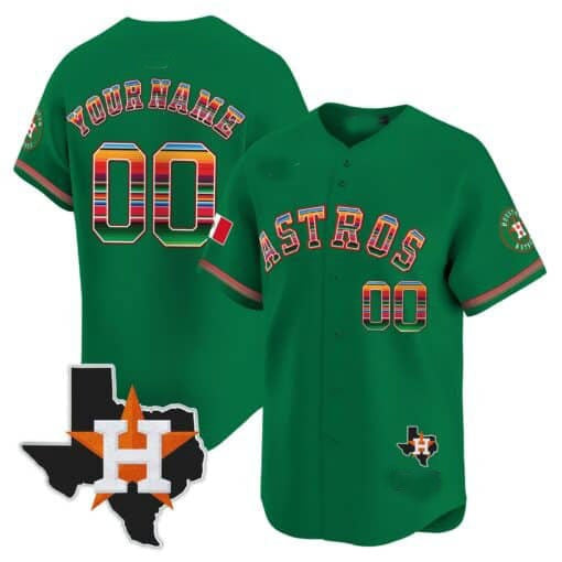 Custom Houston Astros Mexico Texas Patch Vapor Premier Limited Jersey ¨C Green JEROMEN