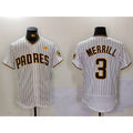 San Diego Padres #3 Jackson Merrill White JEROMEN With PS Patch Stitched Flex Base Jersey 2