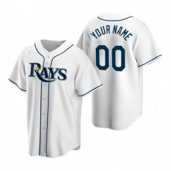 Custom Tampa Bay Rays White JEROMEN Stitched Cool Base Home Jersey