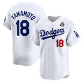 Los Angeles Dodgers #18 Yoshinobu Yamamoto White JEROMEN 2024 World Series Home Limited Stitched Jersey