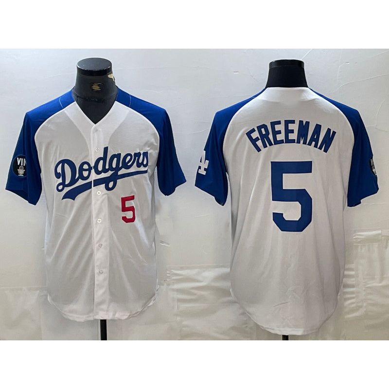 Los Angeles Dodgers #5 Freddie Freeman Number White Blue JEROMEN Fashion Stitched Cool Base Limited Jerseys