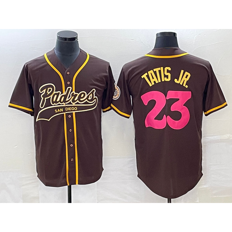 San Diego Padres #23 Fernando Tatis Jr Brown JEROMEN NEW 2023 City Connect Cool Base Stitched Jersey 2