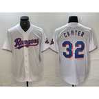 Texas Rangers #32 Evan Carter White JEROMEN 2023 World Series Champions Cool Base Jersey