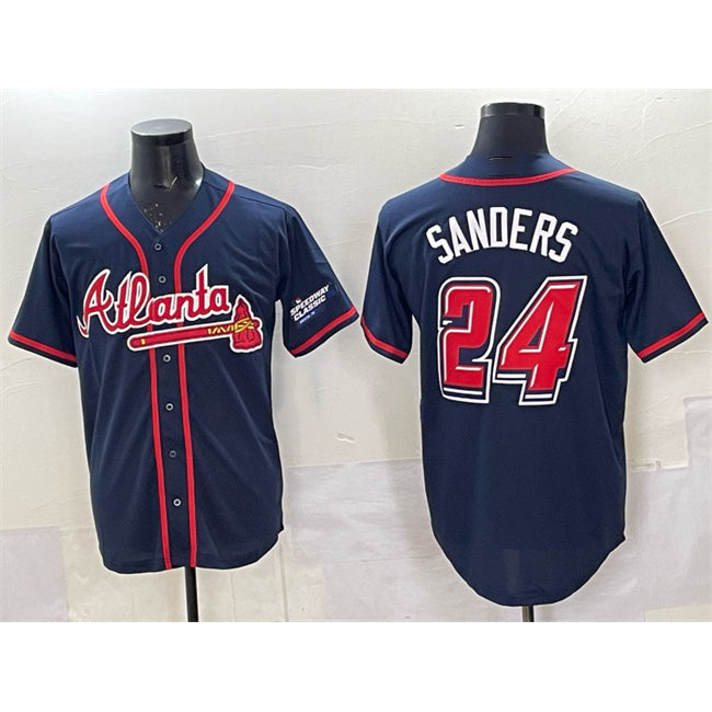 Atlanta Braves #24 Deion Sanders Navy JEROMEN 2025 Speedway Classic Alternate Stitched Jersey