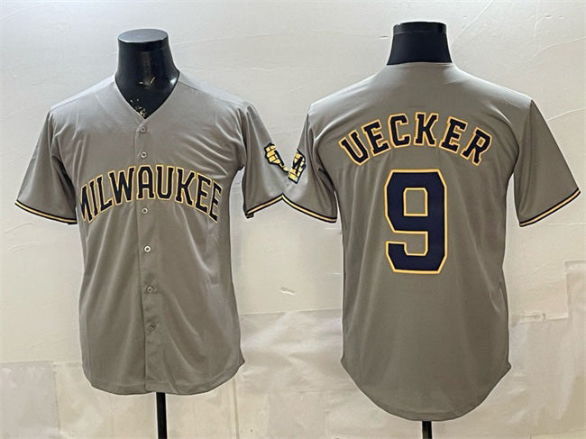 Milwaukee Brewers #9 Bob Uecker Grey JEROMEN Home Limited Stitched Jersey