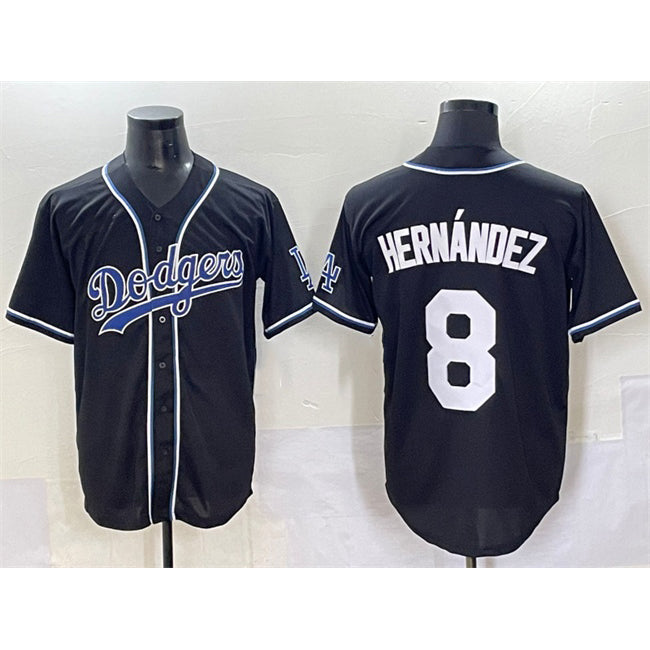 Los Angeles Dodgers #8 Enrique Hern¨¢ndez Black JEROMEN Fashion Stitched Jersey