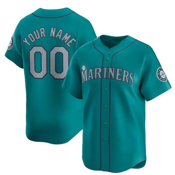 Custom Seattle Mariners Active Player Aqua JEROMEN Alternate Limited Stitched jersey