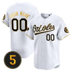 Custom Baltimore Orioles Robinson Patch Vapor Premier Limited Jersey ¨C White Gold JEROMEN
