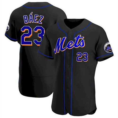 New York Mets #23 Javier Baez Black JEROMEN Anthentic Jersey