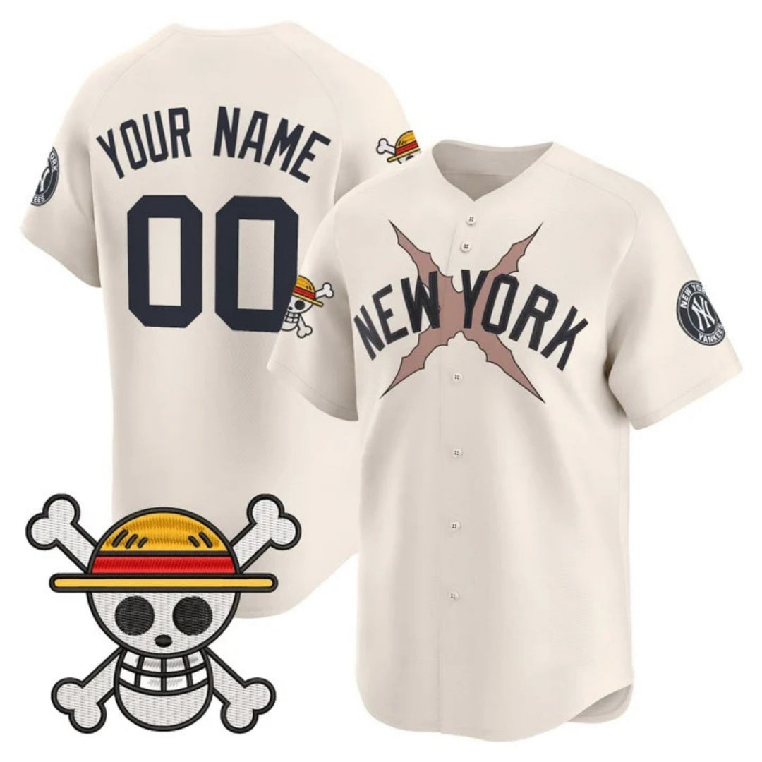 Custom New York Yankees x One Piece Cream JEROMEN Vapor Premier Limited Jersey - Stitched
