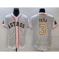 Houston Astros #3 Jeremy Pena 2023 White Gold JEROMEN World Serise Champions Patch Flex Base Stitched Jersey