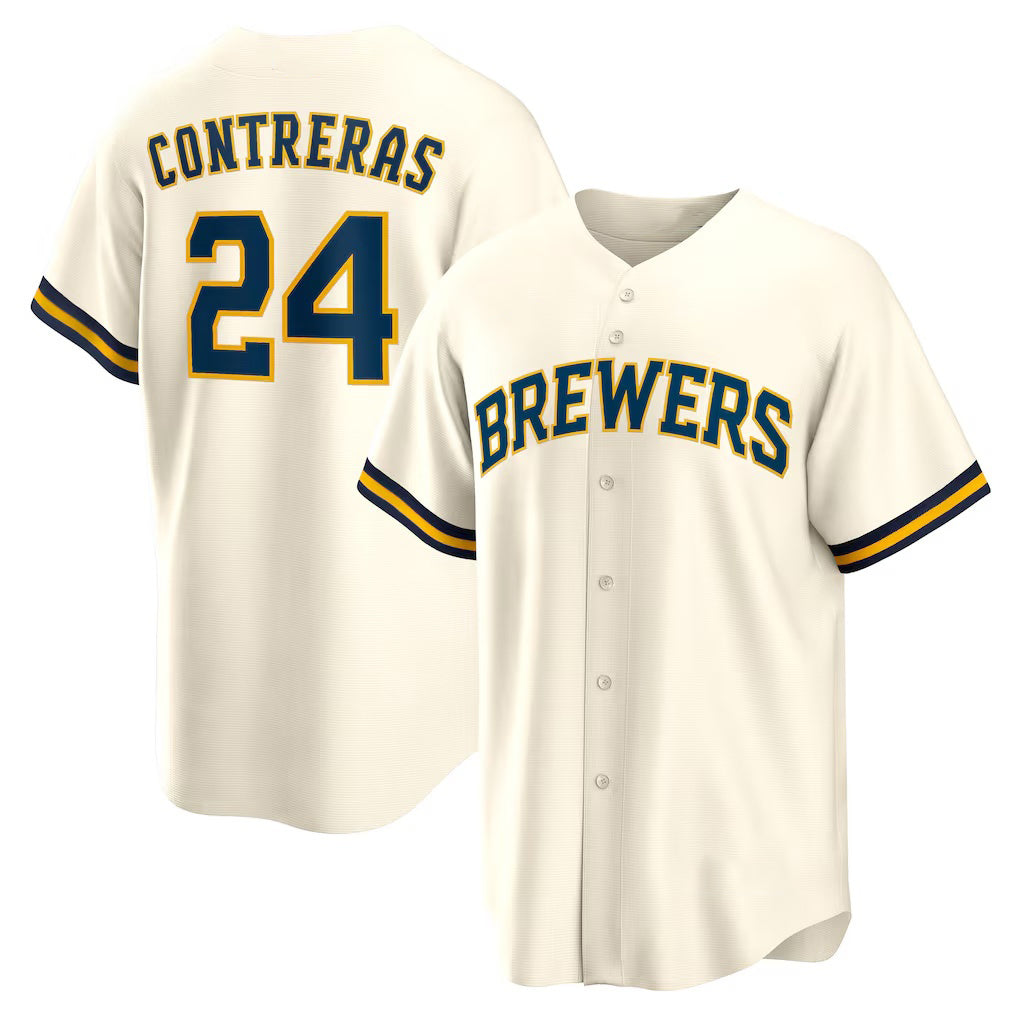 Milwaukee Brewers #24 William Contreras Cream JEROMEN Home Replica Jersey