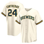 Milwaukee Brewers #24 William Contreras Cream JEROMEN Home Replica Jersey
