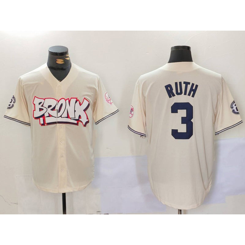 New York Yankees #3 Babe Ruth Cream JEROMEN Limited Stitched Jersey 2