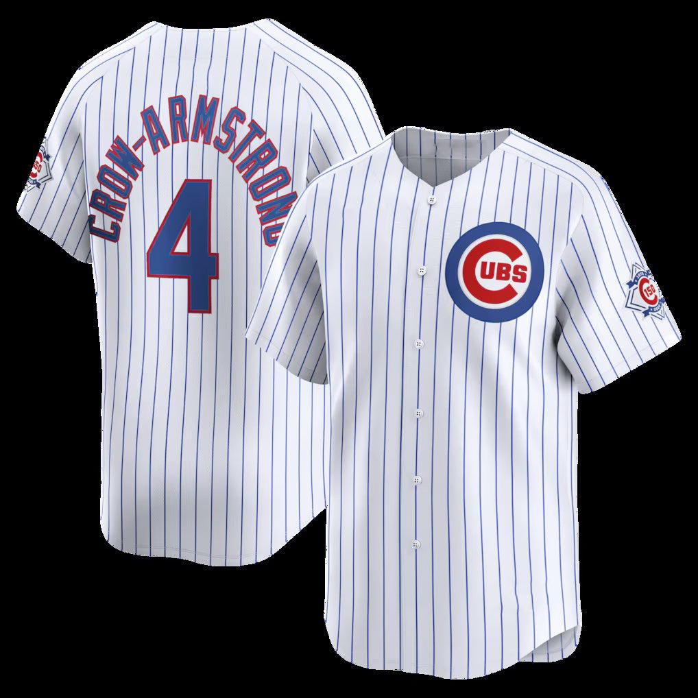 Chicago Cubs #4 Pete Crow-Armstrong White JEROMEN 150th Anniversary Limited Jersey
