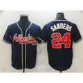 Atlanta Braves #24 Sanders Blue JEROMEN Game Jerseys