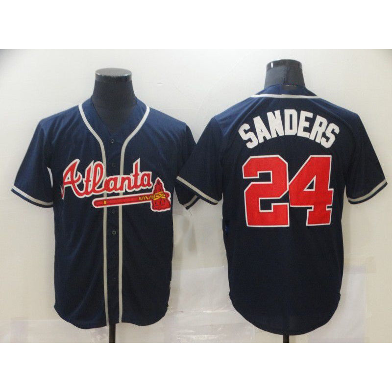 Atlanta Braves #24 Sanders Blue JEROMEN Game Jerseys