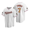 Washington Nationals #7 Trea Turner White Gold JEROMEN 2019 World Series Champions Stitched Cool Base Jersey