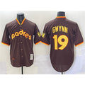San Diego Padres #19 Tony Gwynn Brown JEROMEN Throwback Stitched Jersey