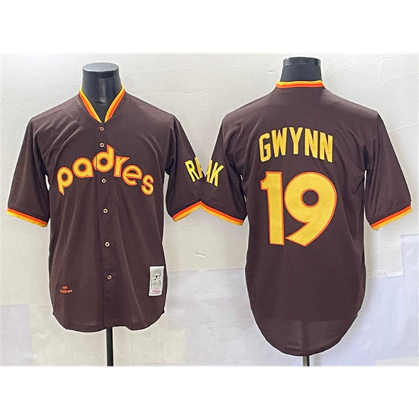 San Diego Padres #19 Tony Gwynn Brown JEROMEN Throwback Stitched Jersey