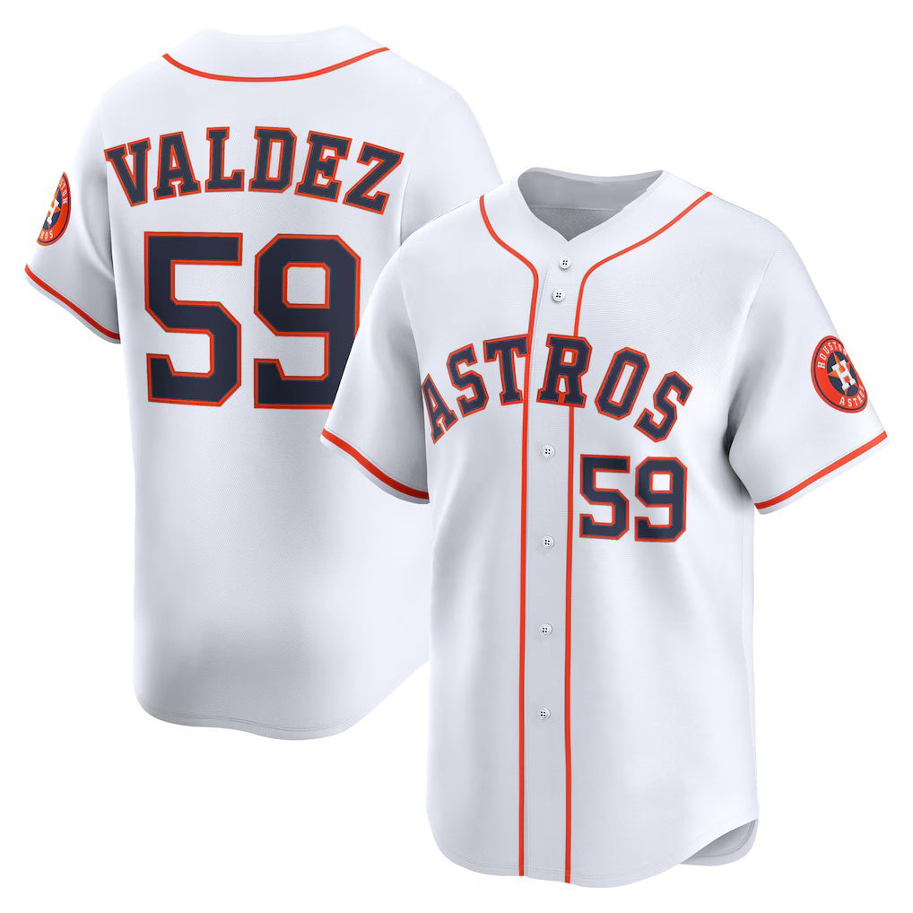 Houston Astros #59 Framber Valdez White JEROMEN Home Limited Player Jersey