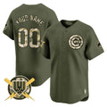 Custom Chicago Cubs Armed Forces Day Vapor Premier Limited Jersey ¨C All Stitched-Green JEROMEN