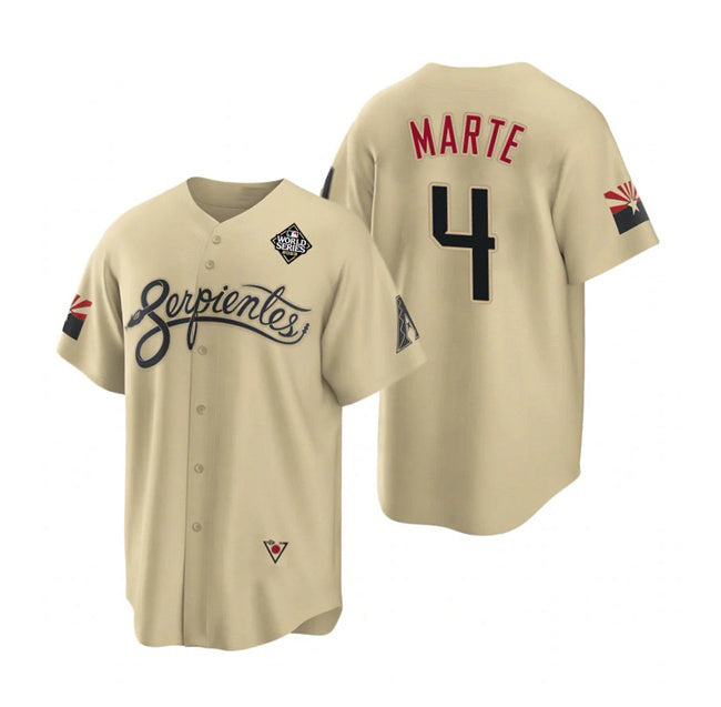 Arizona Diamondbacks #4 Ketel Marte Gold JEROMEN 2023 World Series City Connect Cool Base Stitched Jersey