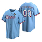 Custom Texas Rangers Active Player Blue JEROMEN 2023 World Series Stitched Jersey