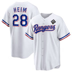 Texas Rangers #28 Jonah Heim 2023 White JEROMEN World Series Stitched Jersey