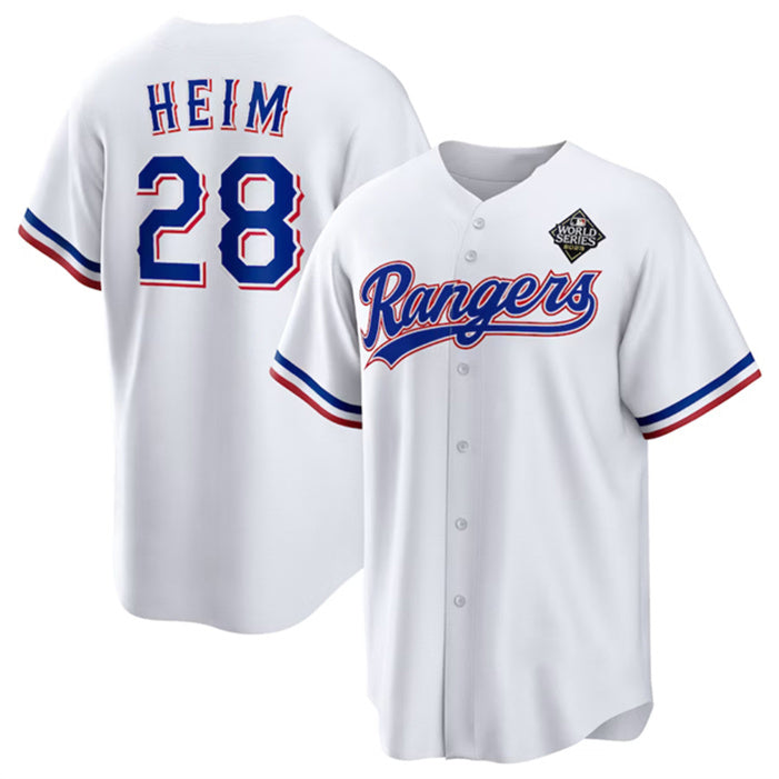 Texas Rangers #28 Jonah Heim 2023 White JEROMEN World Series Stitched Jersey