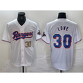 Texas Rangers #30 Nathaniel Lowe Number White JEROMEN 2024 Gold Collection Limited Cool Base Jersey 2