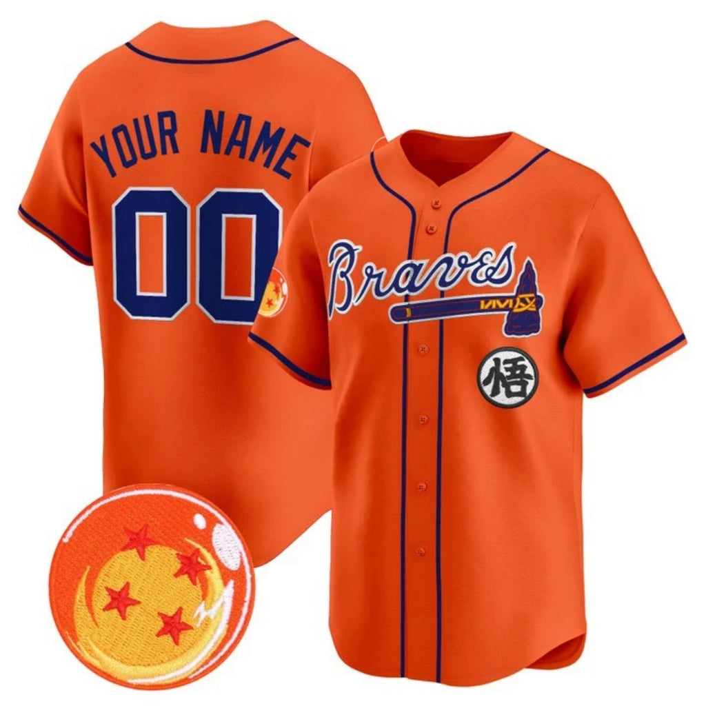 Custom Atlanta Braves x Dragon Ball Orange JEROMEN Vapor Premier Limited Jersey - All Stitched