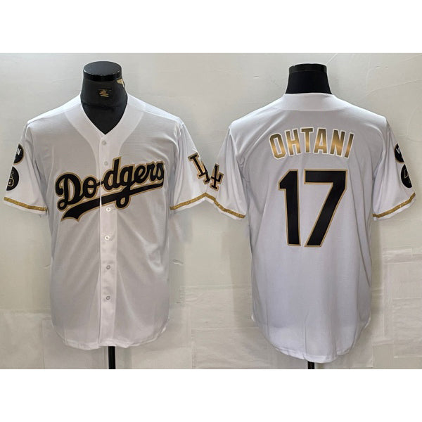 Los Angeles Dodgers #17 Shohei Ohtani White Gold JEROMEN Fashion Stitched Cool Base Limited Jerseys