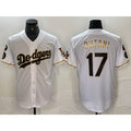 Los Angeles Dodgers #17 Shohei Ohtani White Gold JEROMEN Fashion Stitched Cool Base Limited Jerseys