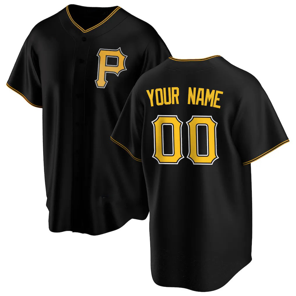Custom Pittsburgh Pirates Black JEROMEN Alternate Replica Jersey