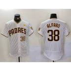 San Diego Padres #38 Jorge Alfaro White JEROMEN With PS Patch Stitched Flex Base Jerseys