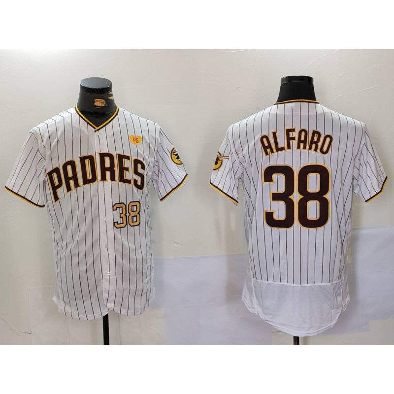 San Diego Padres #38 Jorge Alfaro White JEROMEN With PS Patch Stitched Flex Base Jerseys