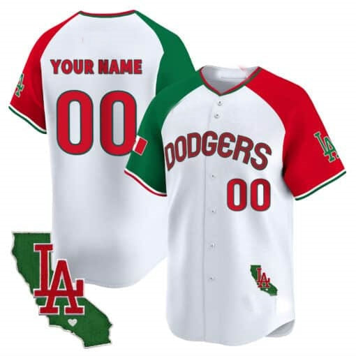 Custom Los Angeles Dodgers Mexico California Patch Vapor Premier Limited Jersey V3 ¨C White 2 JEROMEN
