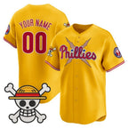 Custom Philadelphia Phillies x One Piece Gold JEROMEN Vapor Premier Limited Jersey - Stitched