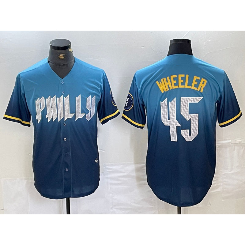 Philadelphia Phillies #45 Zack Wheeler Blue JEROMEN 2024 City Cool Base Stitched Jersey